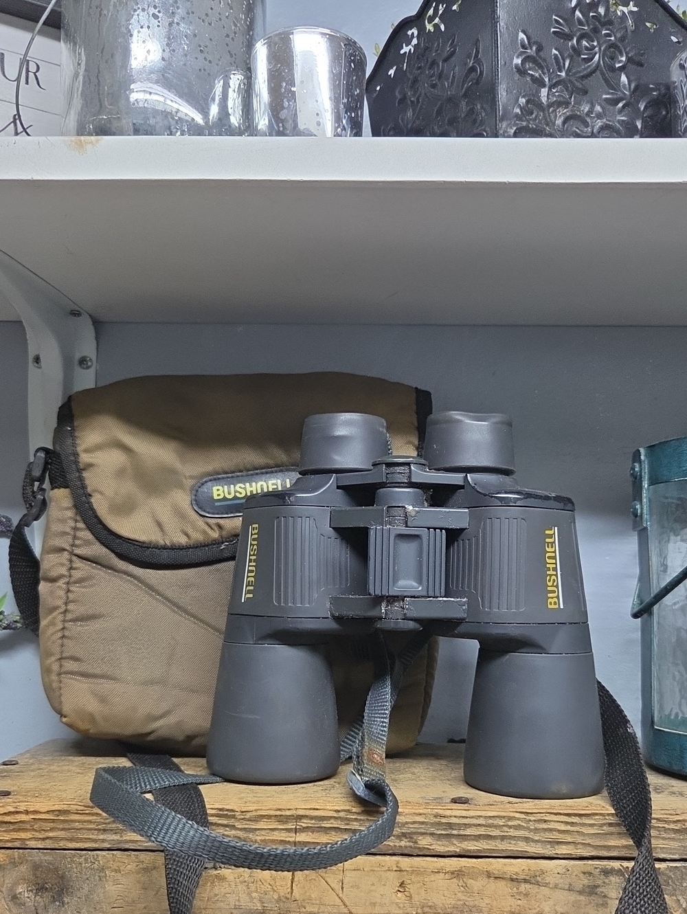 Bushnell Binoculars in Black with Olive Carry Case